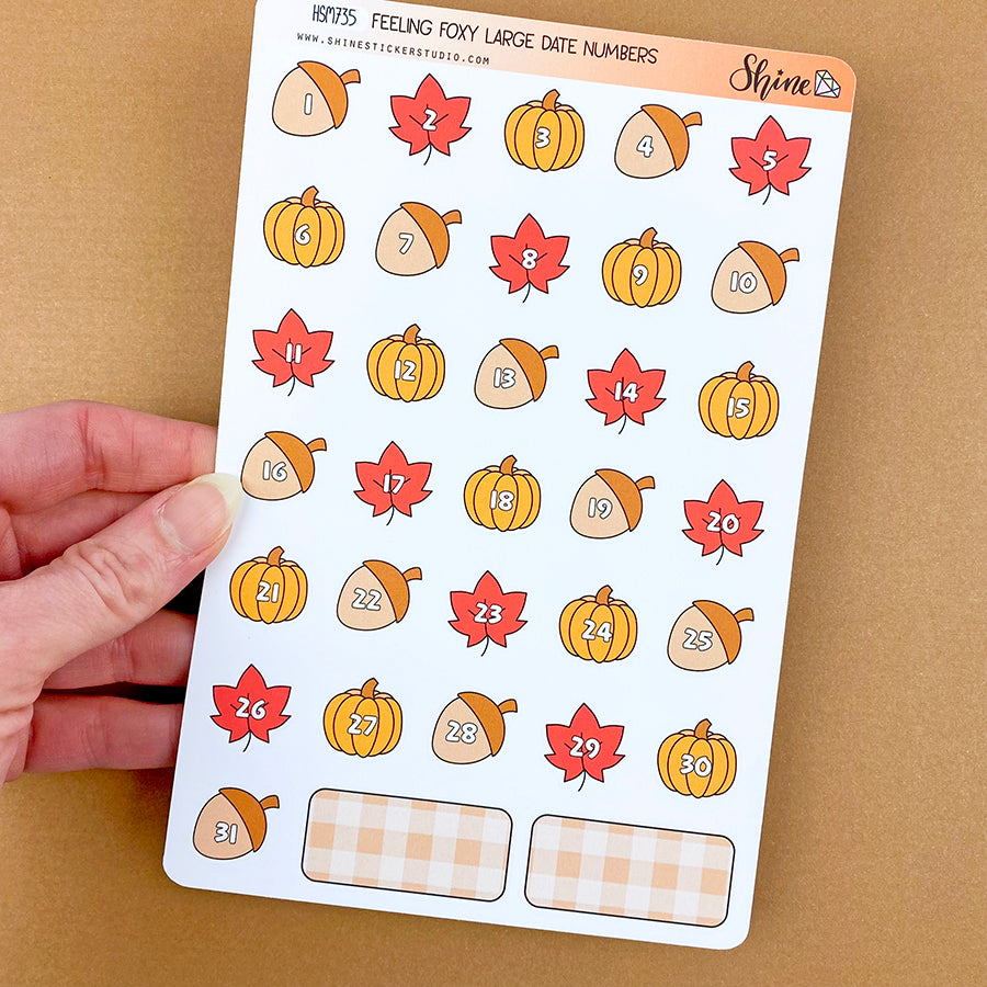 Feeling Foxy Large Date Number Stickers – Shine Sticker Studio