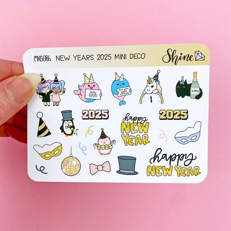 CLEARANCE New Year's 2025 Deco Planner Stickers Mini Sheet – Shine ...