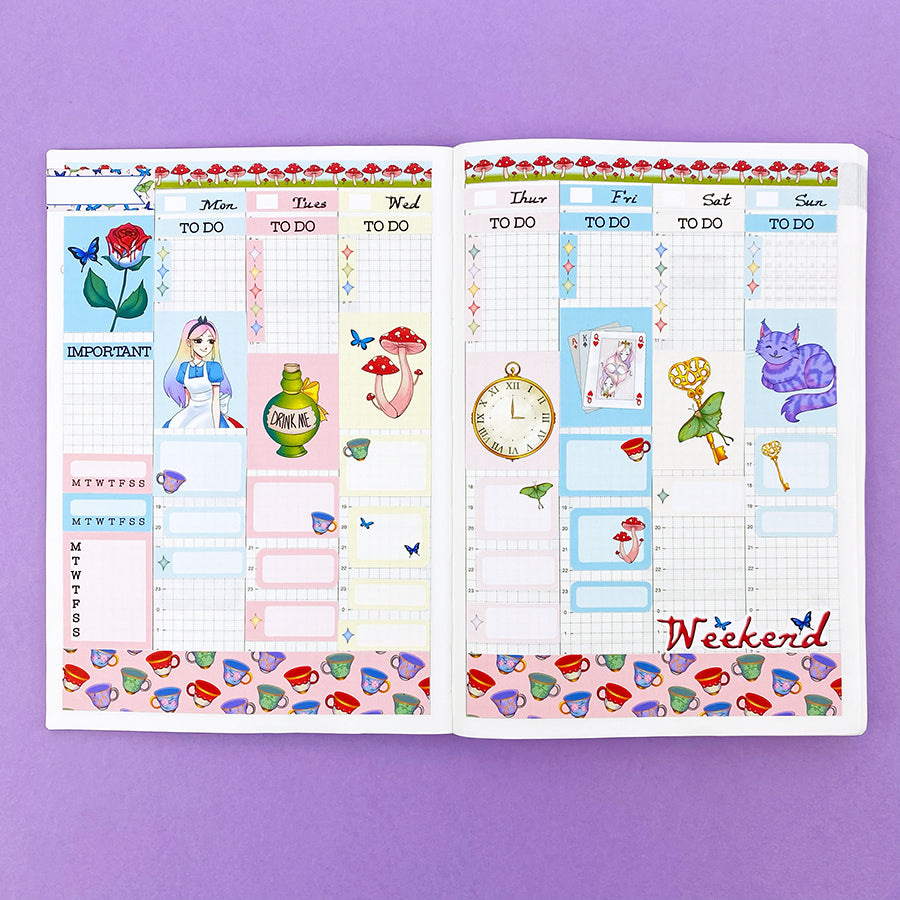 Luna in Wonderland Hobonichi Cousin Sticker Kit – Shine Sticker Studio
