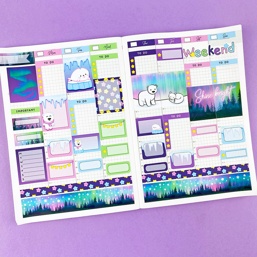 Polar Nights Hobonichi Cousin Planner Sticker Kit – Shine Sticker Studio