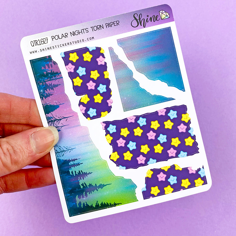 Polar Nights Torn Paper Planner Stickers – Shine Sticker Studio