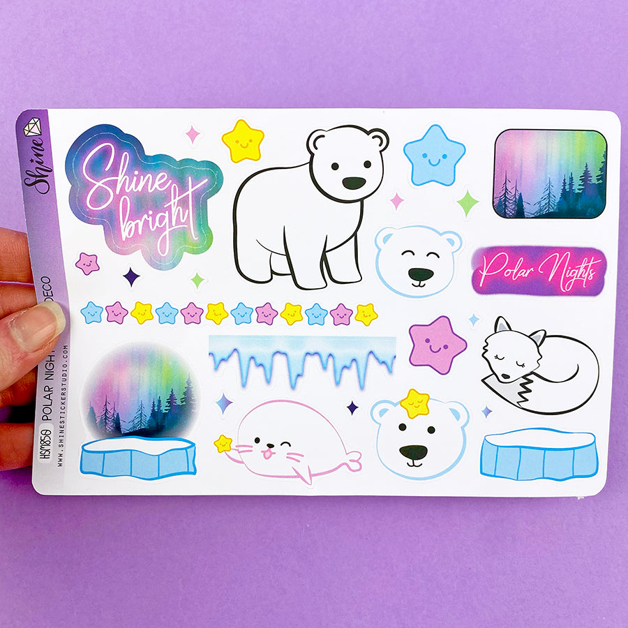 Polar Nights Bujo Deco Planner Stickers – Shine Sticker Studio