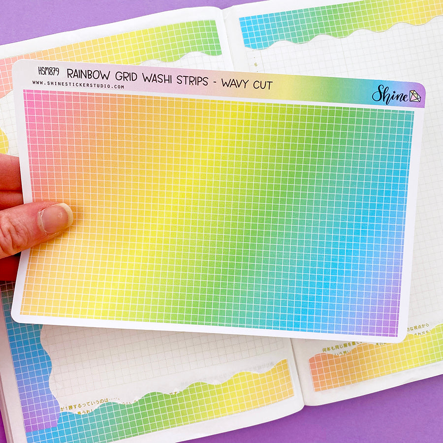 Rainbow Grid Washi Strip Planner Stickers - Wavy Cut – Shine Sticker Studio