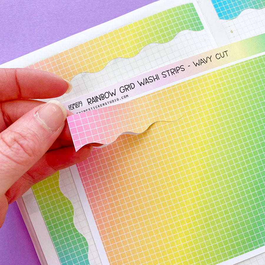 Rainbow Grid Washi Strip Planner Stickers - Wavy Cut – Shine Sticker Studio