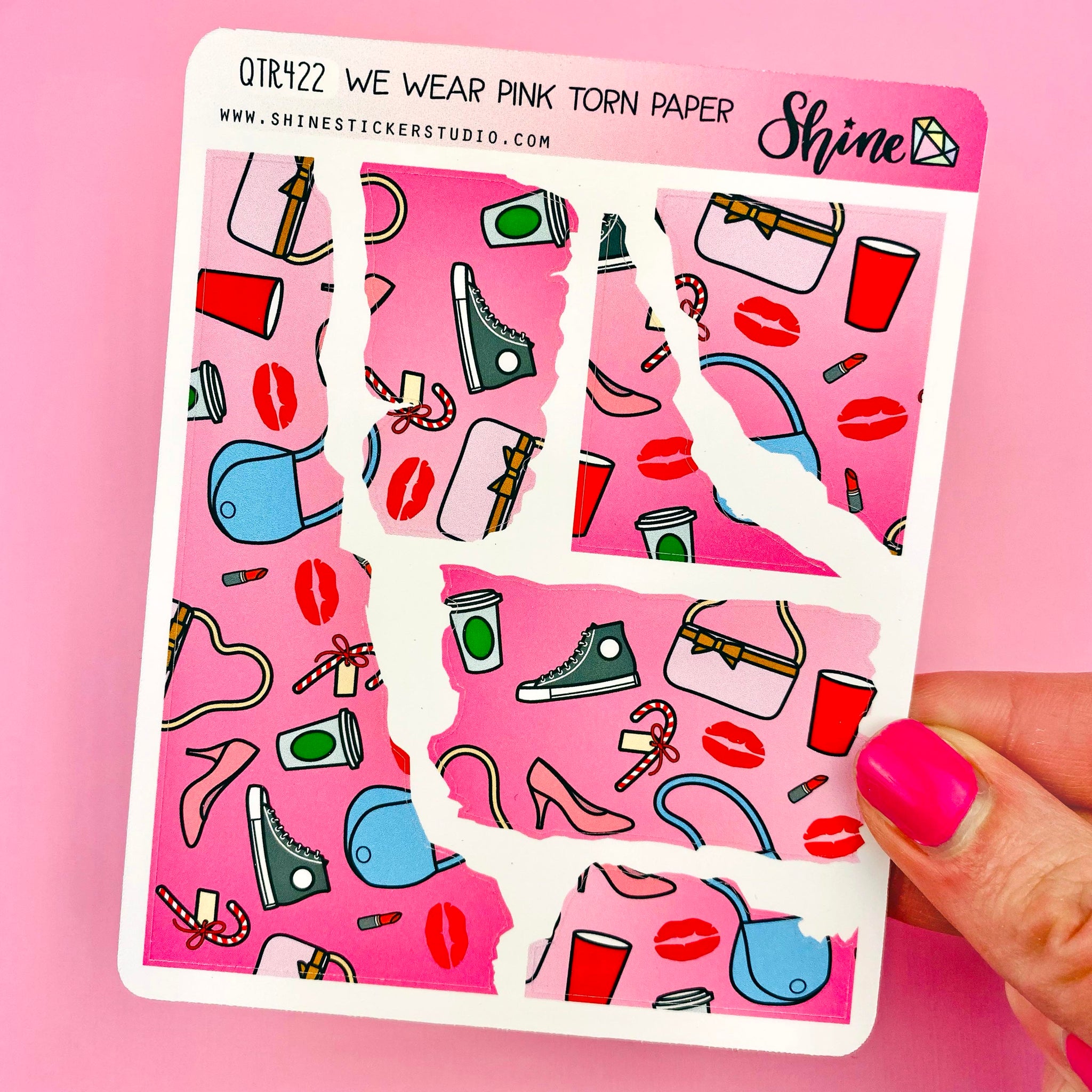 We Wear Pink Torn Paper Stickers