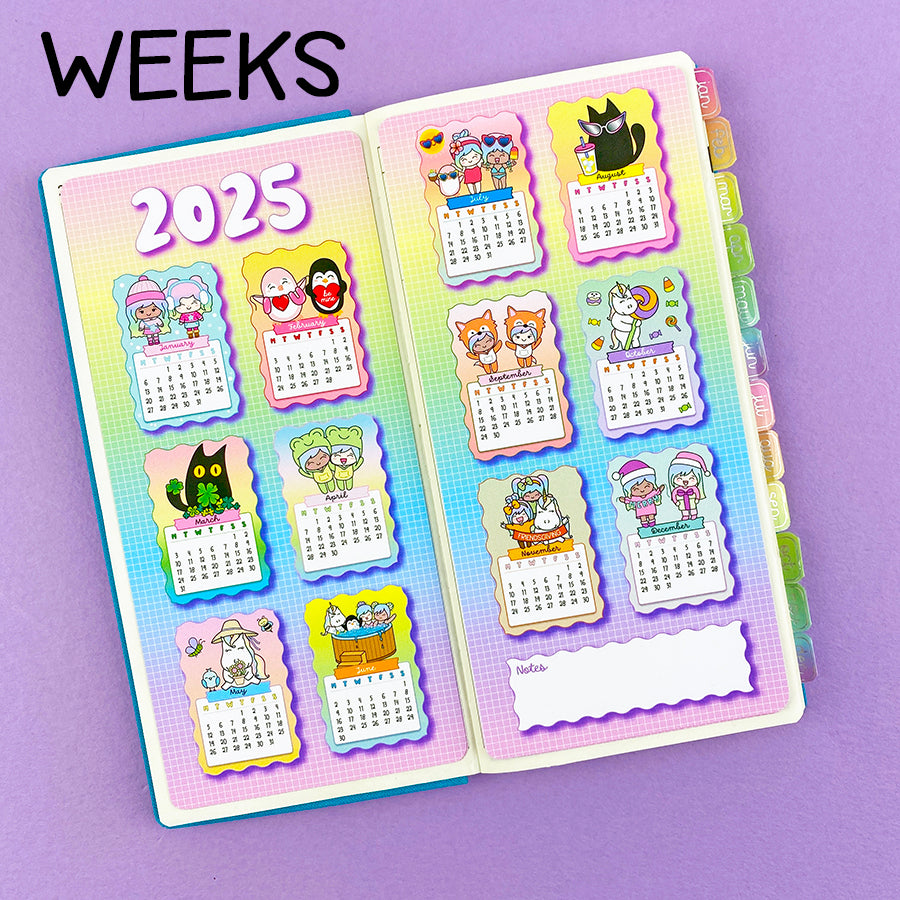 CLEARANCE MONDAY START 2025 Monthly Calendar Double Page Jumbo Sticker ...