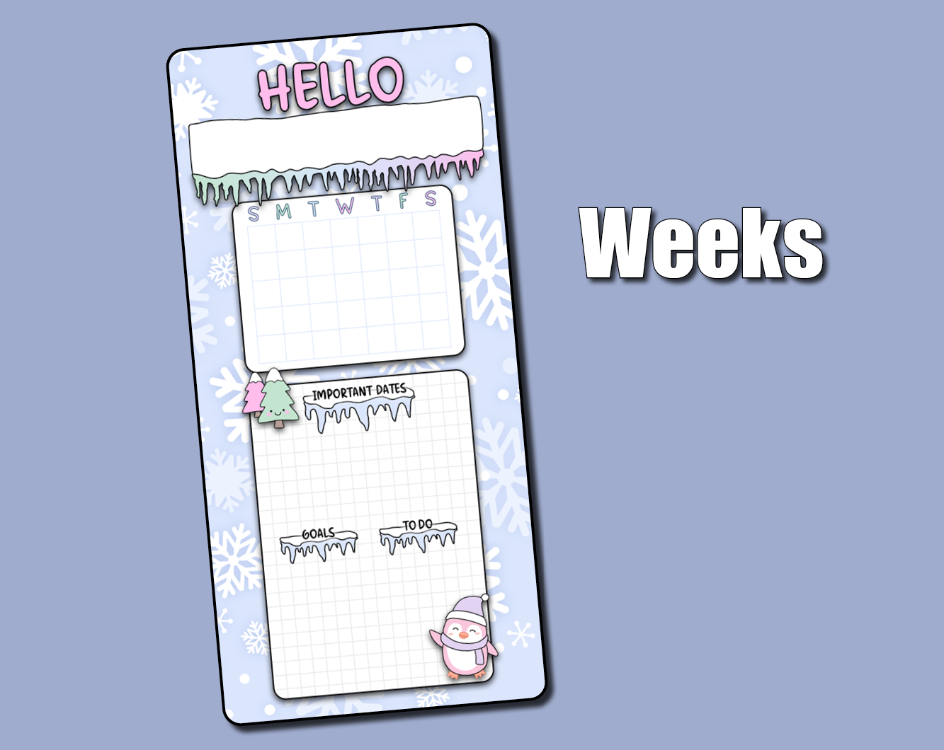 Undated Pastel Winter Monthly Jumbo Sticker – Shine Sticker Studio