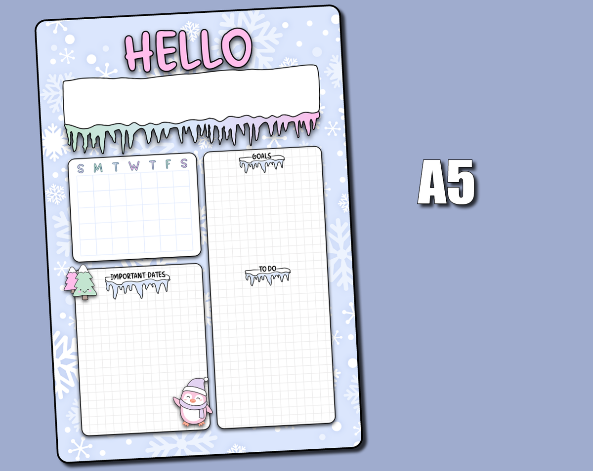 Undated Pastel Winter Monthly Jumbo Sticker – Shine Sticker Studio