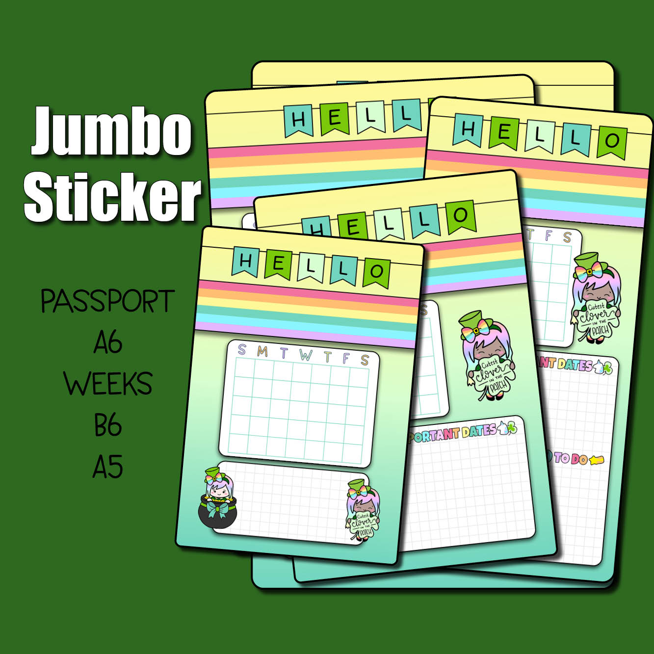 Lucky Clover Monthly Jumbo Sticker – Shine Sticker Studio