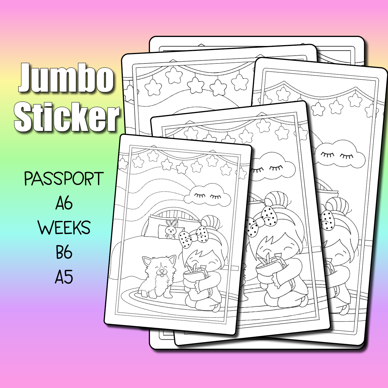 Luna Coloring Jumbo Full Page Planner Sticker – Shine Sticker Studio