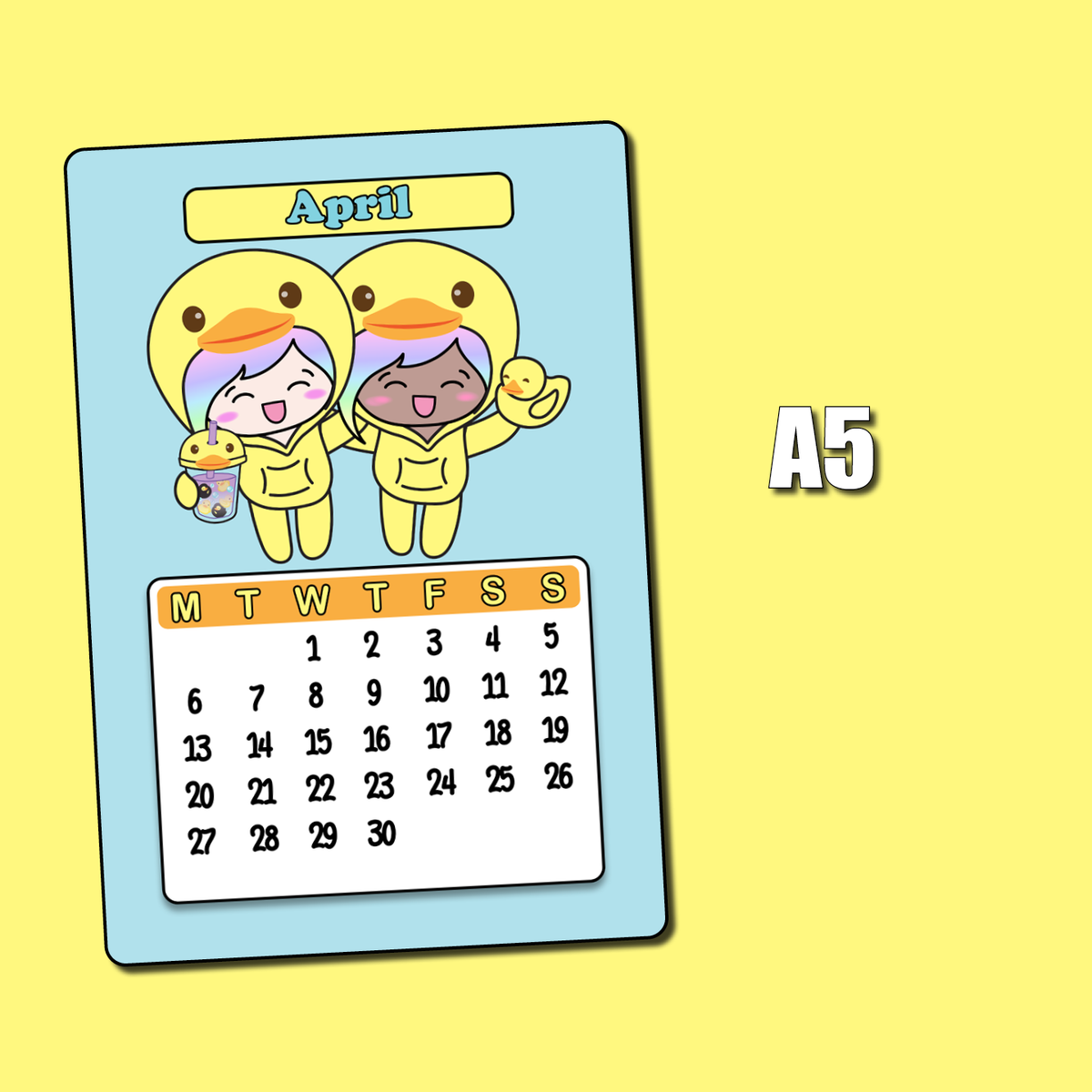 2026 April Calendar Jumbo Sticker - Monday Start – Shine Sticker Studio