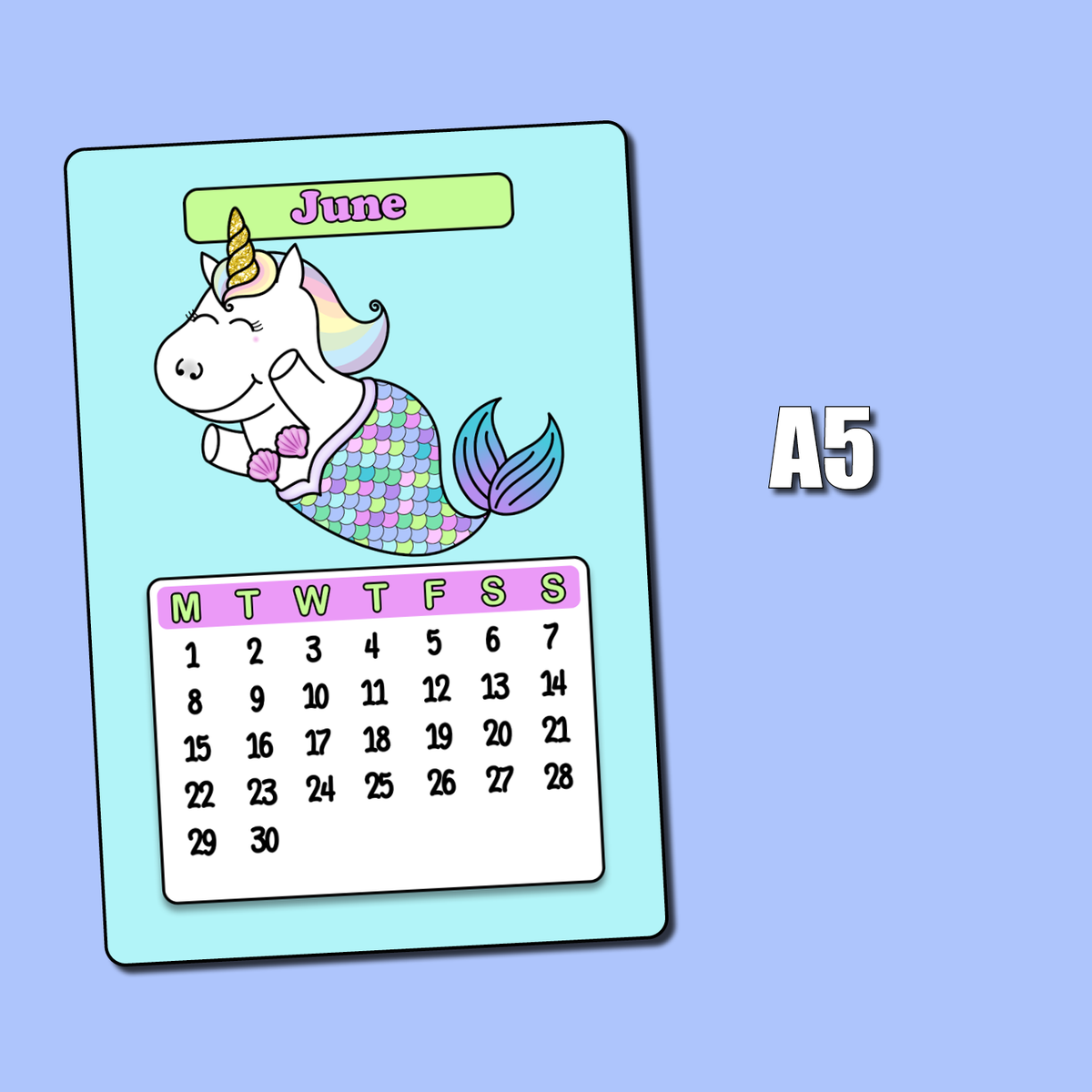 2026 June Calendar Jumbo Sticker - Monday Start – Shine Sticker Studio