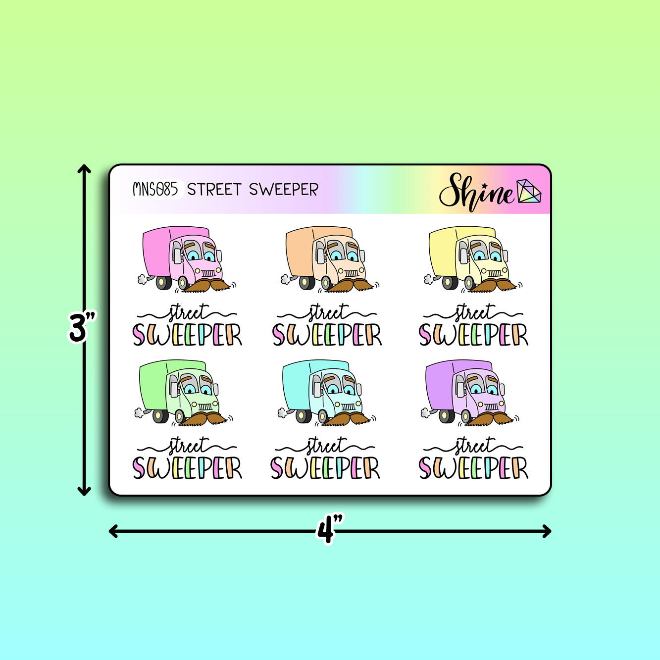 Sweeper Sticker Street Sweeper Deco Stickers Mini Sheet – Shine Sticker Studio