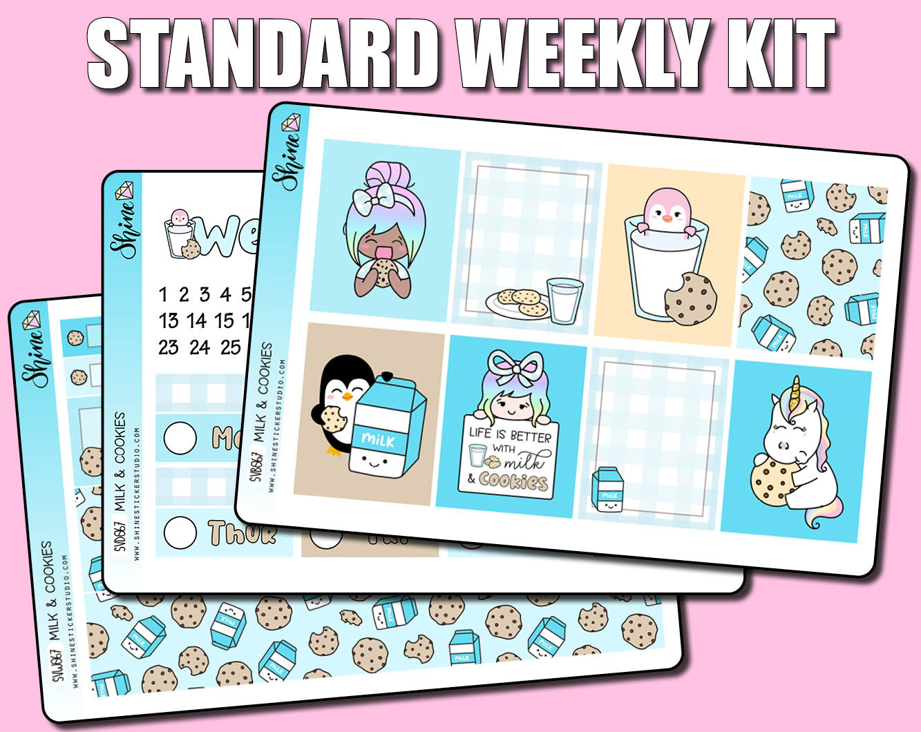 Milk & Cookies Vertical Weekly Sticker Kit – Shine Sticker Studio