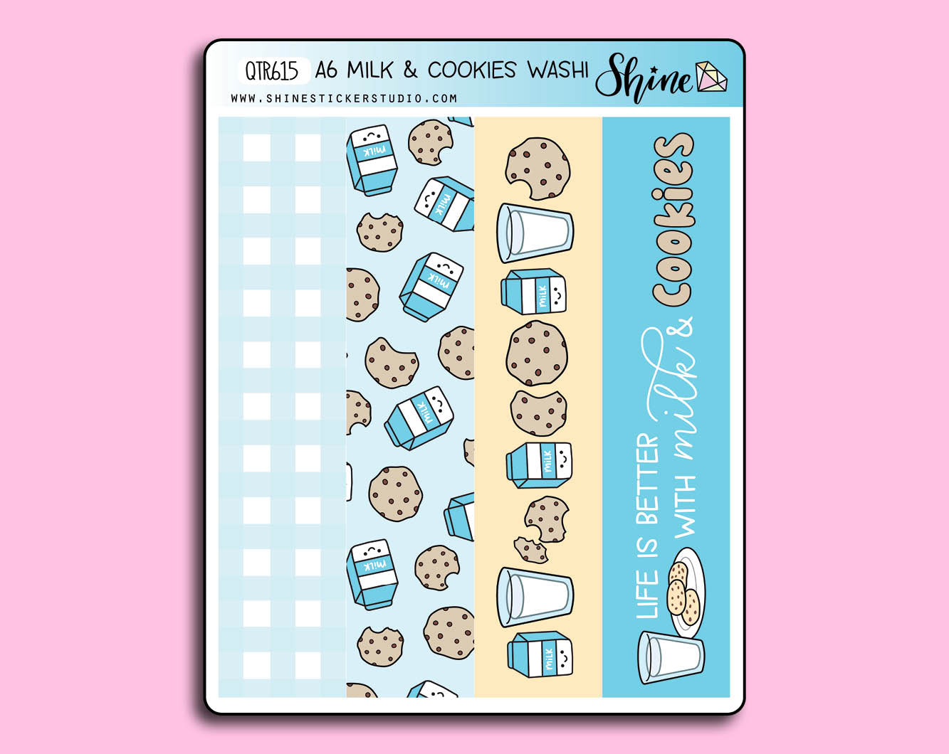 Cooies Box Sticker A6 Milk & Cookies Washi Strip Stickers – Shine Sticker Studio
