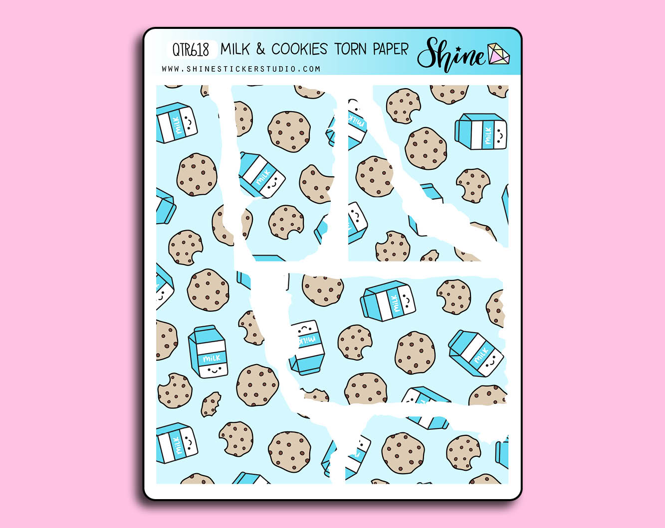 Cookie Sticker Paper Milk & Cookies Torn Paper Stickers – Shine Sticker Studio