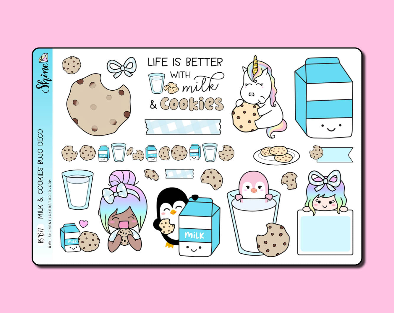 Cooies Box Sticker Milk & Cookies Bujo Deco Stickers – Shine Sticker Studio