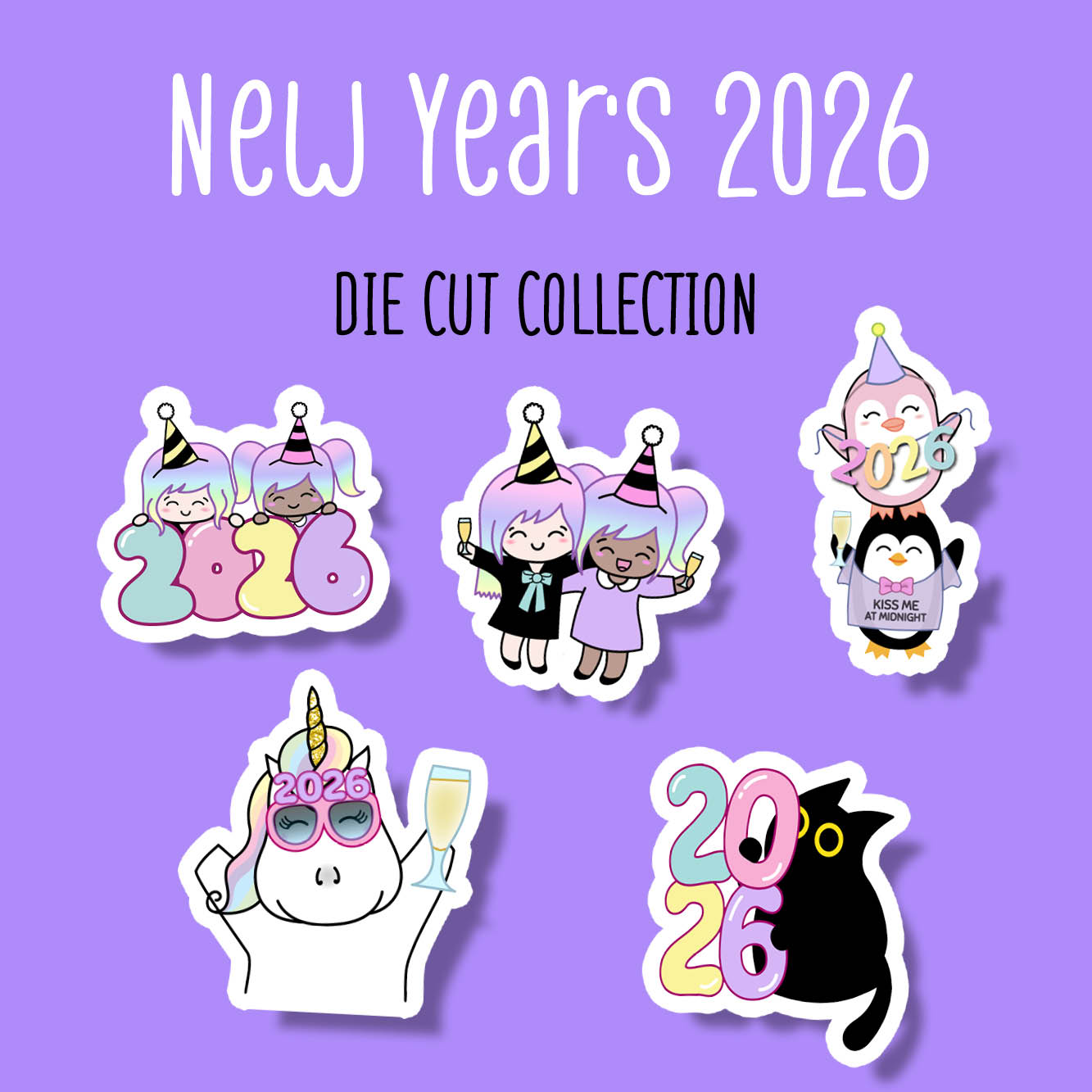 New Year's 2026 Sticker DIE CUT Collection – Shine Sticker Studio