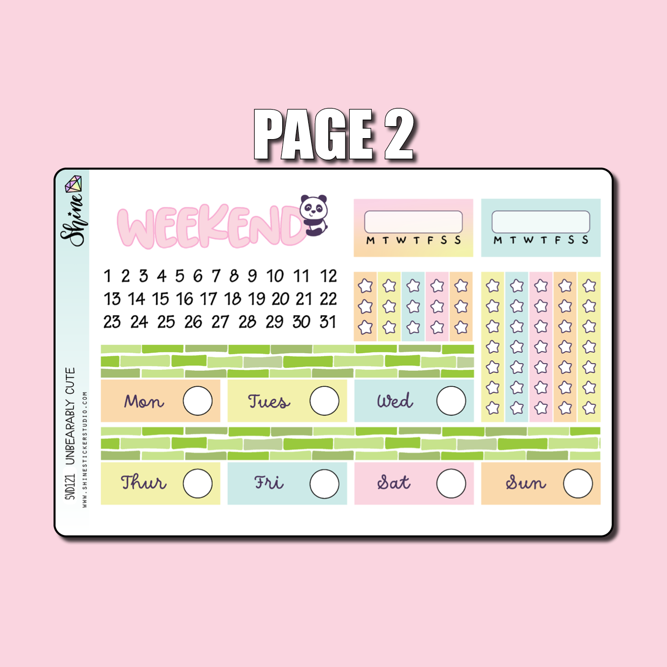 Unbearably Cute Vertical Weekly Planner Sticker Kit – Shine Sticker Studio
