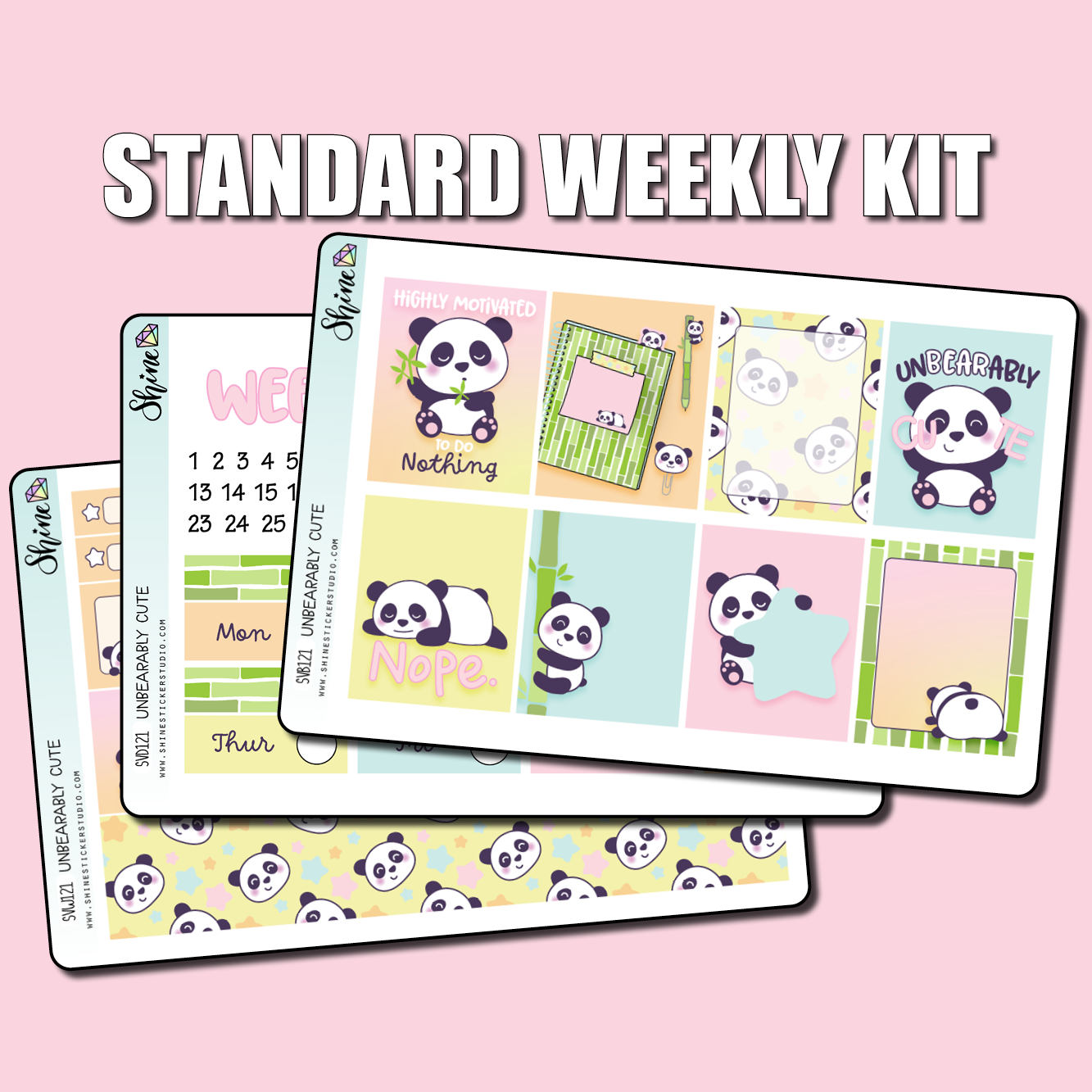 Unbearably Cute Vertical Weekly Planner Sticker Kit – Shine Sticker Studio