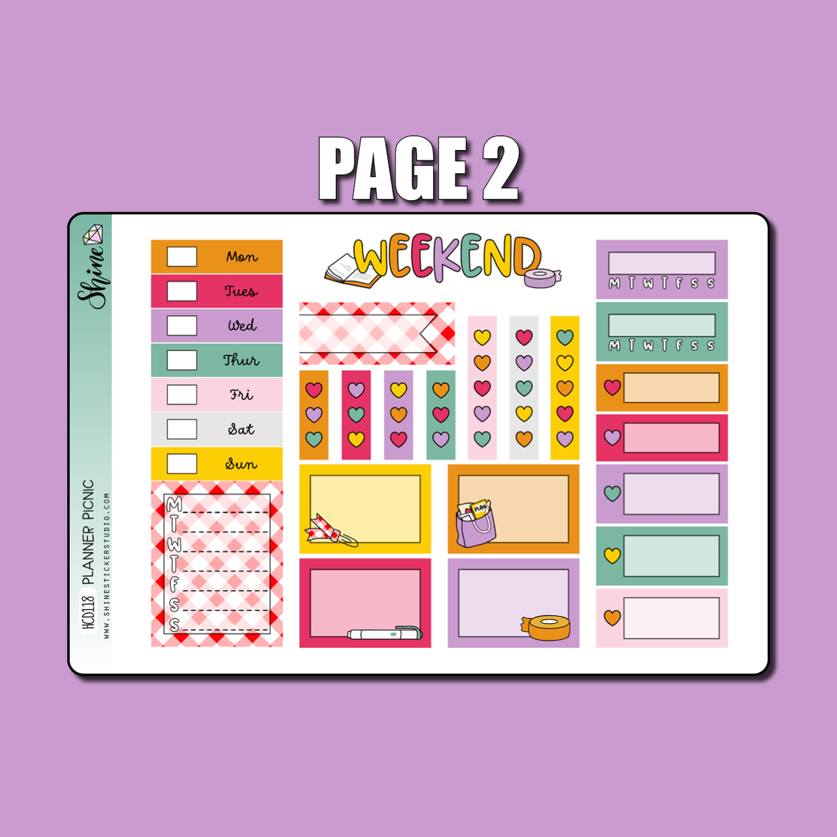 Planner Picnic Hobonichi Cousin Planner Sticker Kit – Shine Sticker Studio