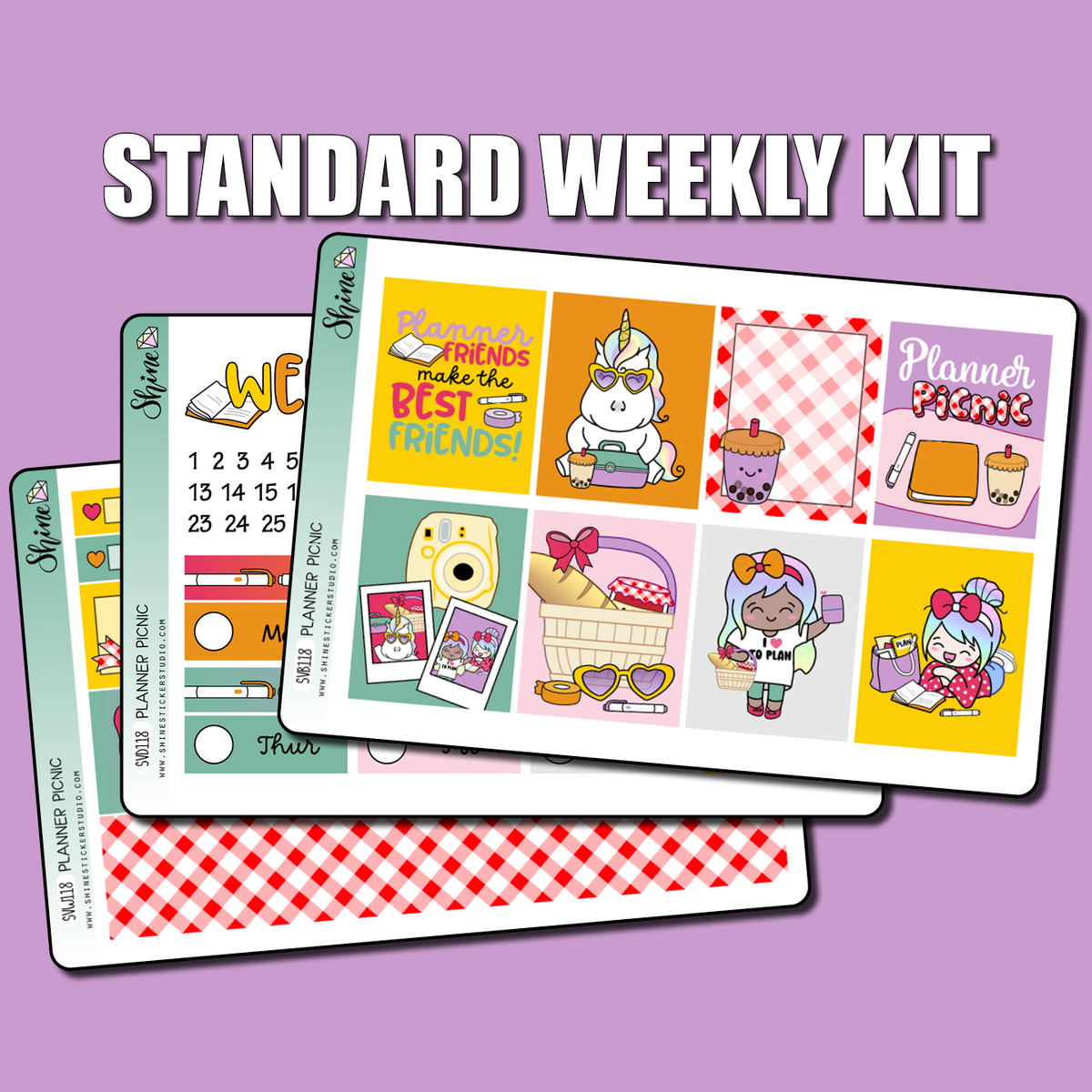 Planner Picnic Vertical Weekly Planner Sticker Kit – Shine Sticker Studio