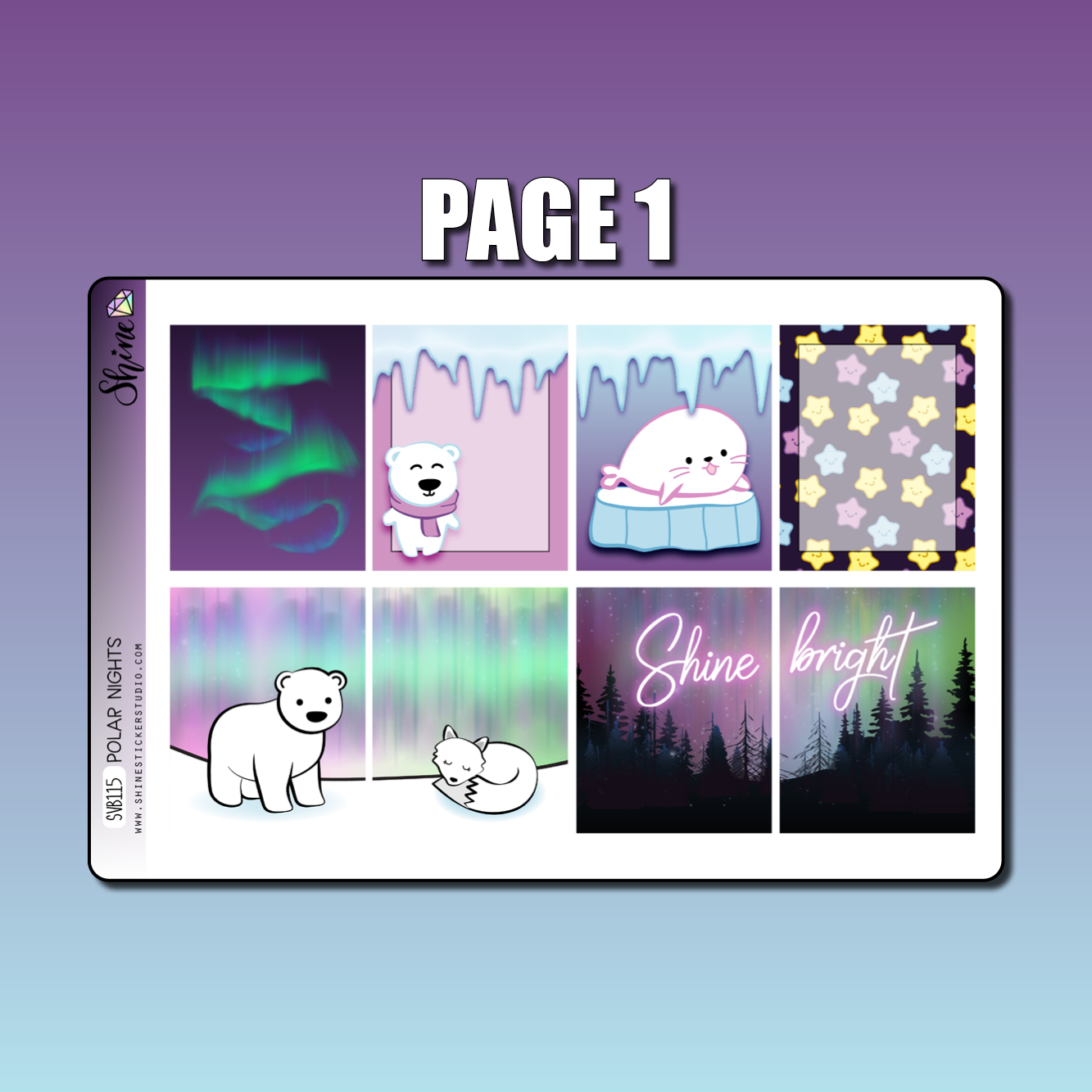 Polar Nights Vertical Weekly Planner Sticker Kit – Shine Sticker Studio
