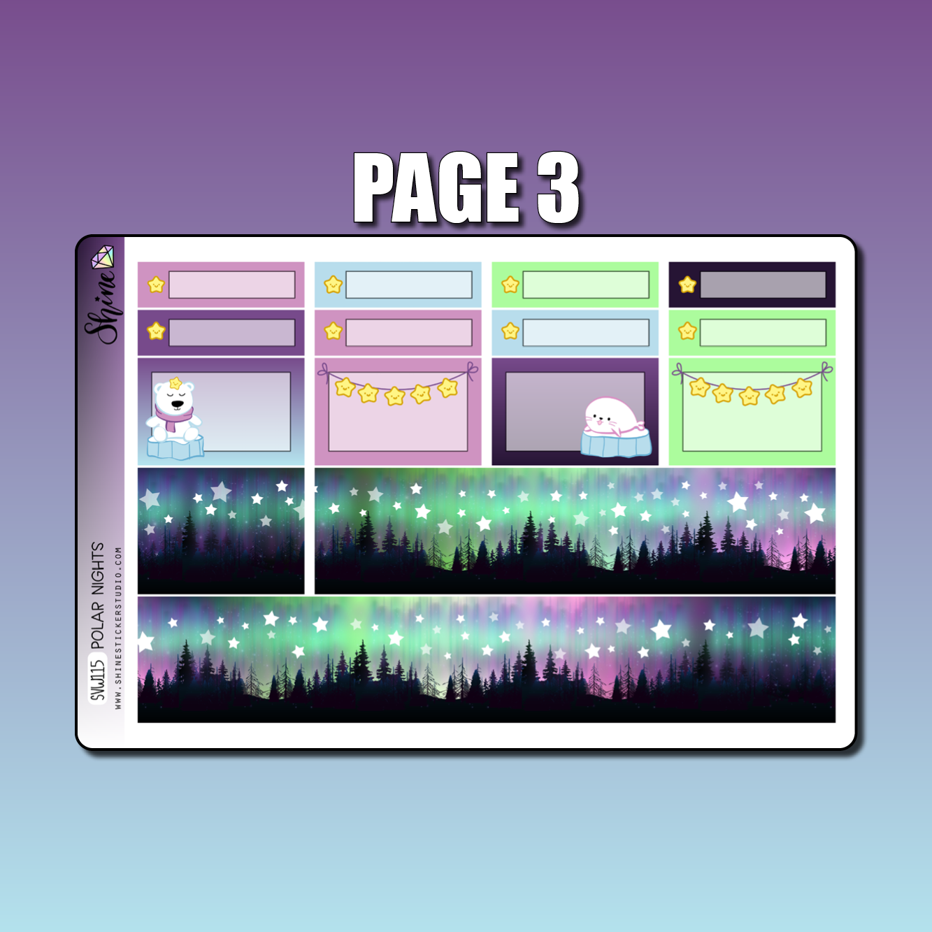 Polar Nights Vertical Weekly Planner Sticker Kit – Shine Sticker Studio