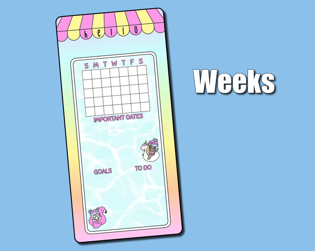 Undated Pool Party Monthly Jumbo Sticker – Shine Sticker Studio