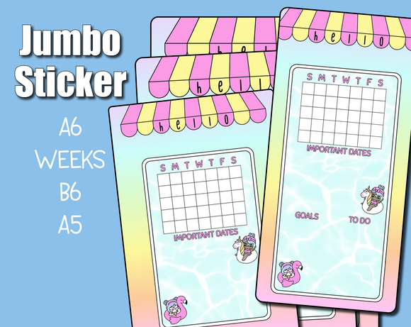 Undated Pool Party Monthly Jumbo Sticker