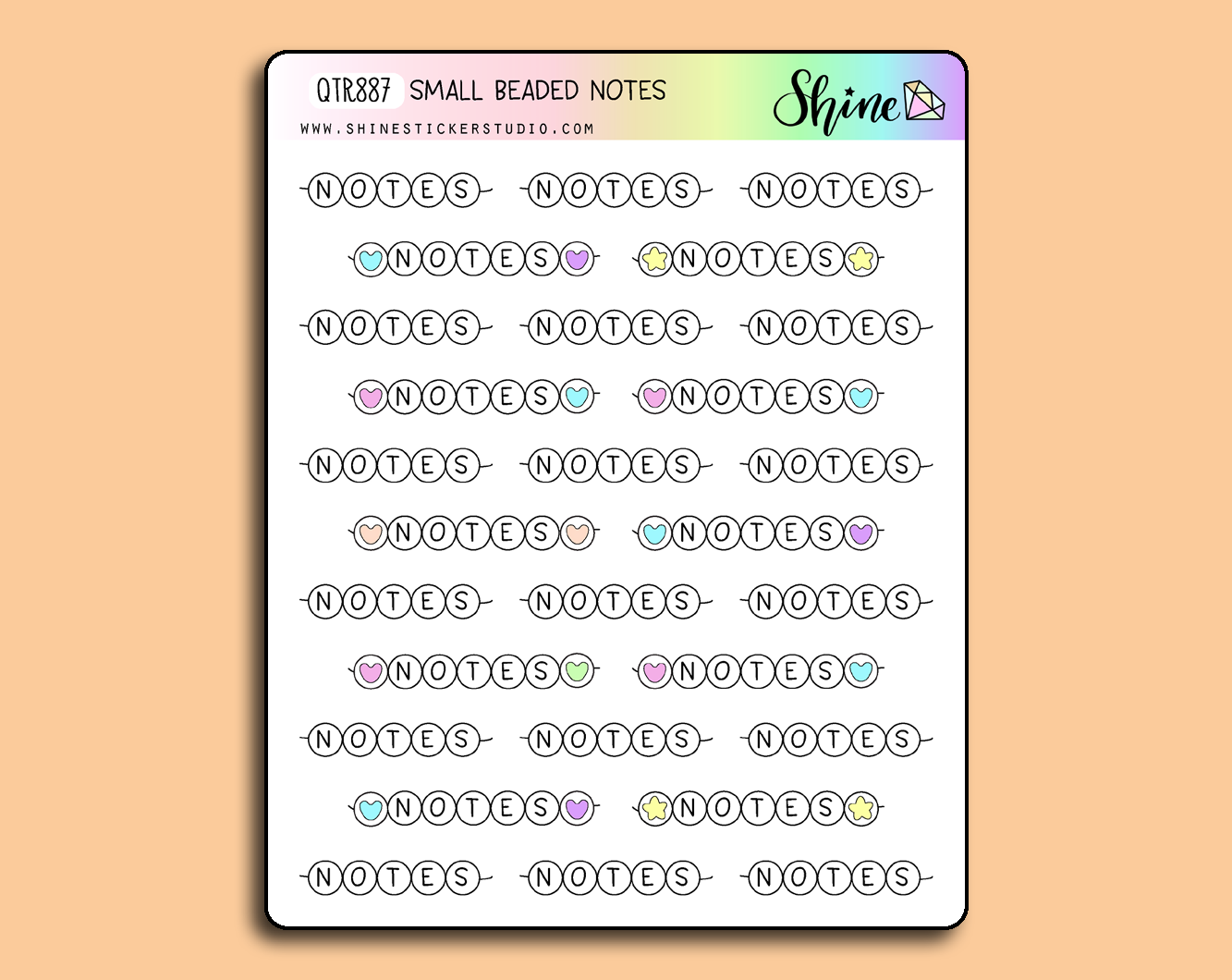Mini Note Stickers Small Beaded Notes Stickers – Shine Sticker Studio
