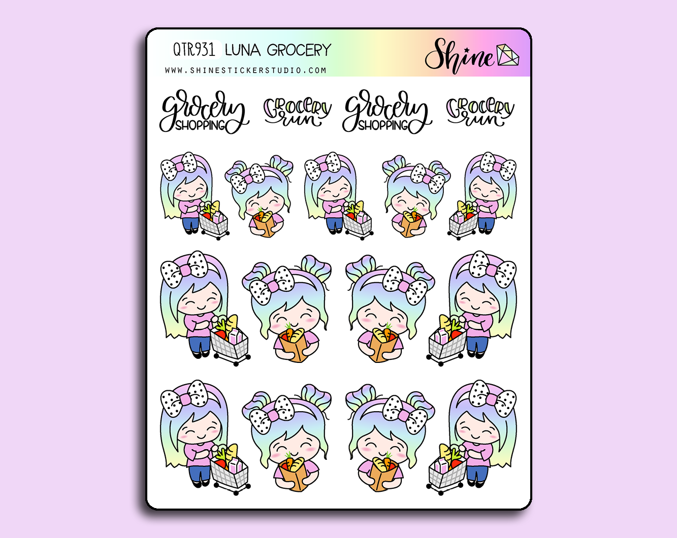 Luna Grocery Planner Stickers – Shine Sticker Studio