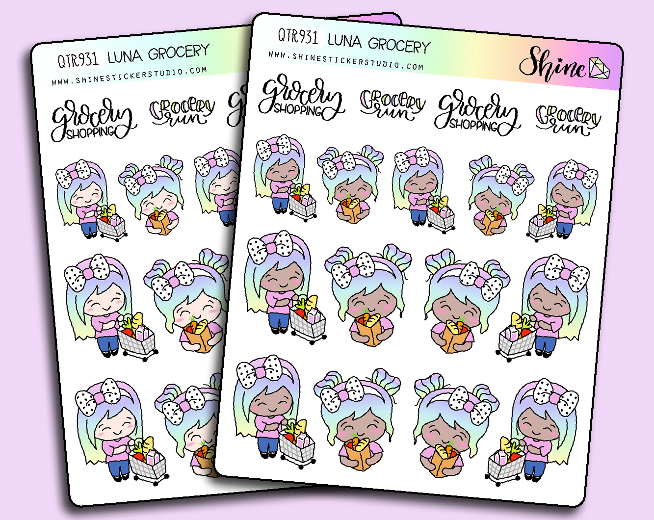 Luna Grocery Planner Stickers – Shine Sticker Studio