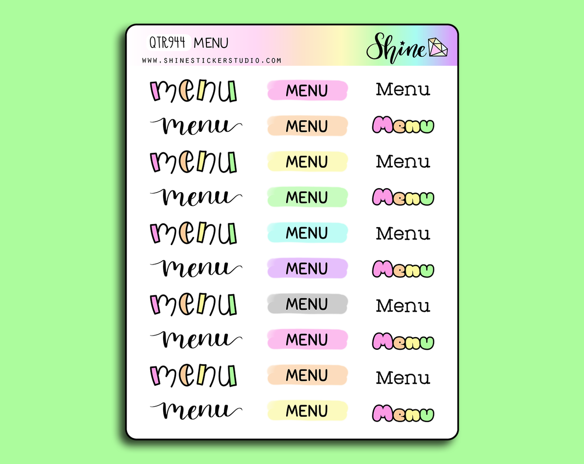 Small Menu Decorative Planner Stickers – Shine Sticker Studio