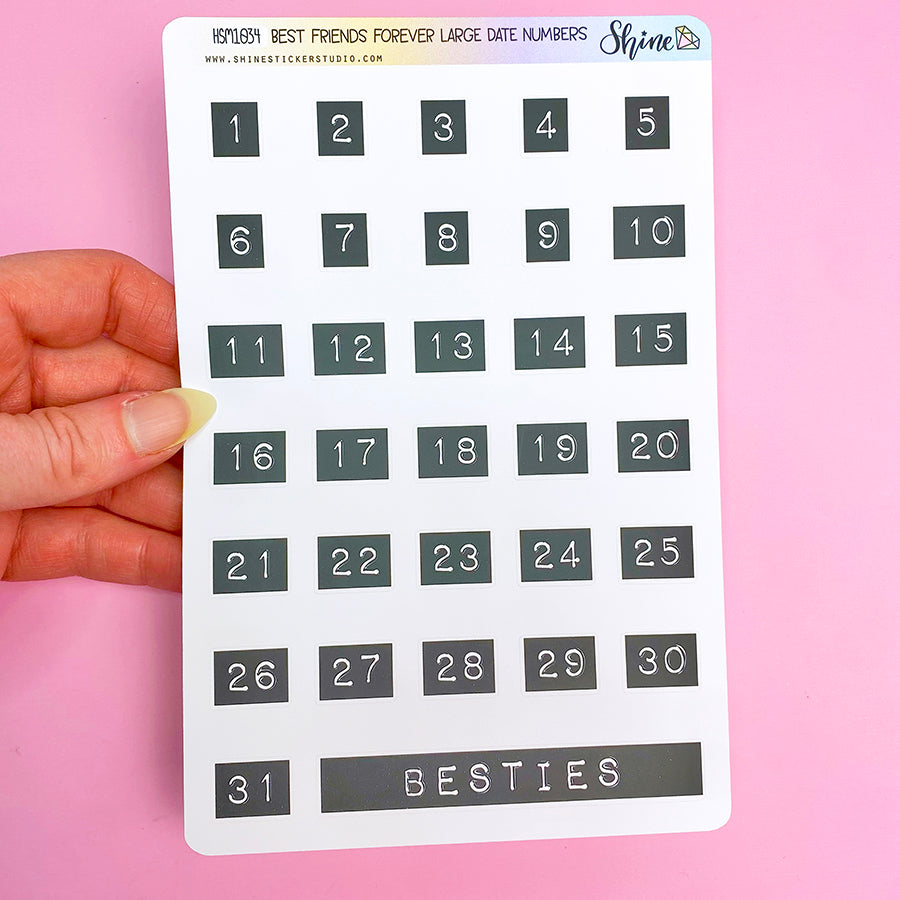 Friend Num Best Friends Forever Large Date Number Stickers – Shine Sticker Studio
