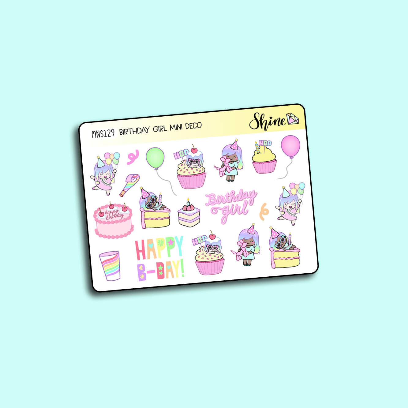 Birthday Girl Deco Planner Stickers Mini Sheet – Shine Sticker Studio