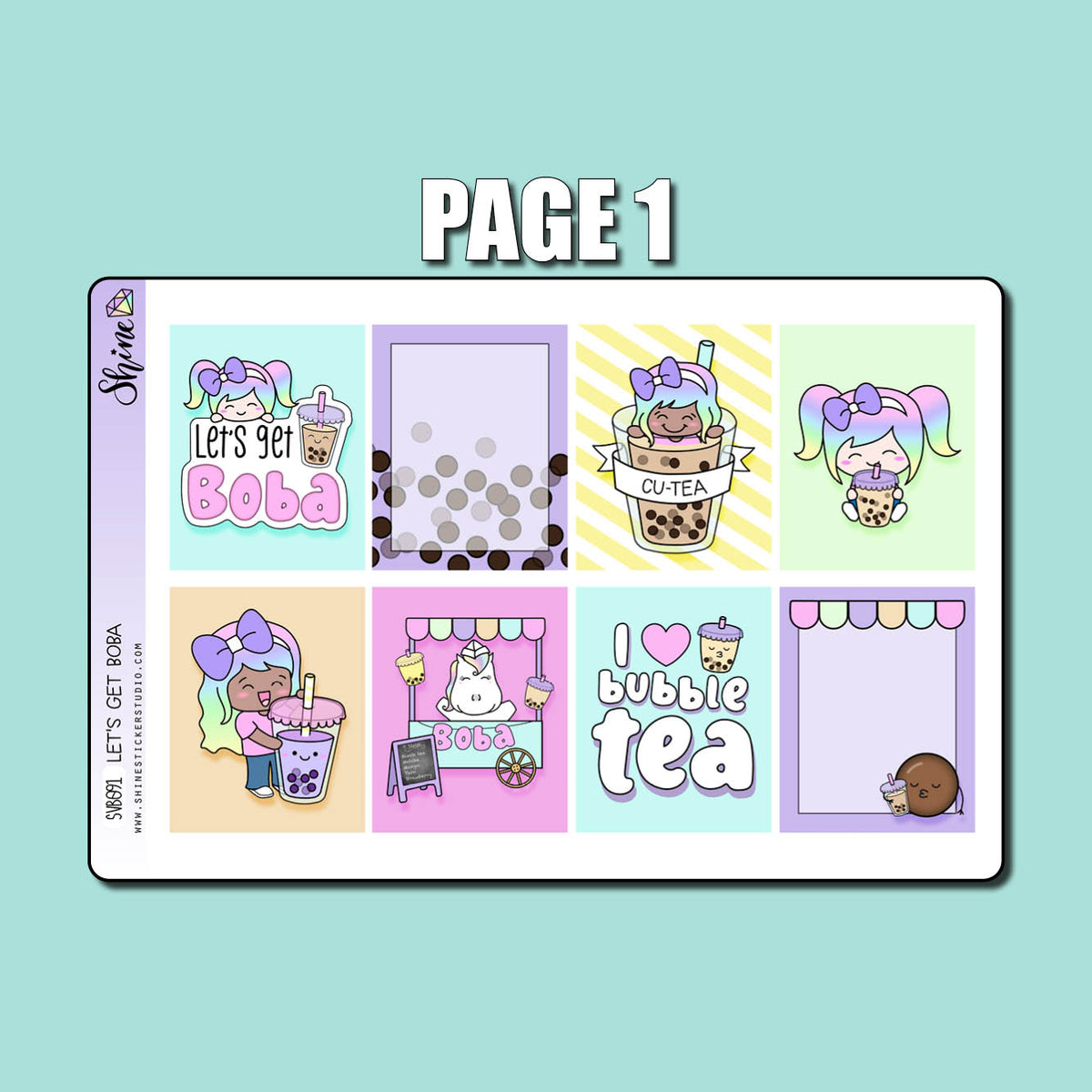 Let's Get Boba Vertical Weekly Sticker Kit – Shine Sticker Studio