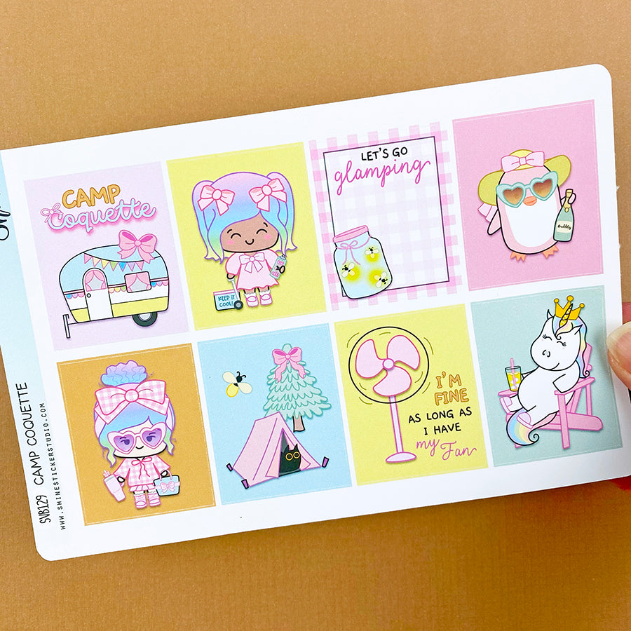Campko Sticker Camp Coquette Vertical Weekly Planner Sticker Kit – Shine Sticker Studio