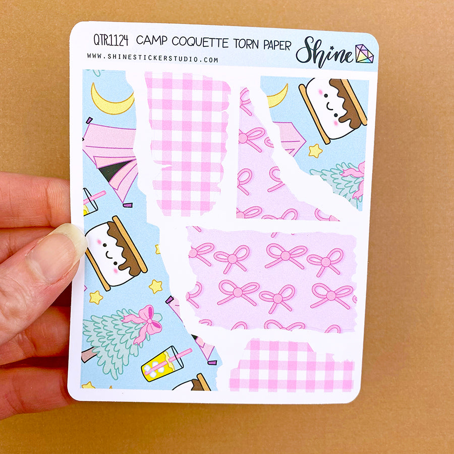Camp Coquette Torn Paper Stickers – Shine Sticker Studio