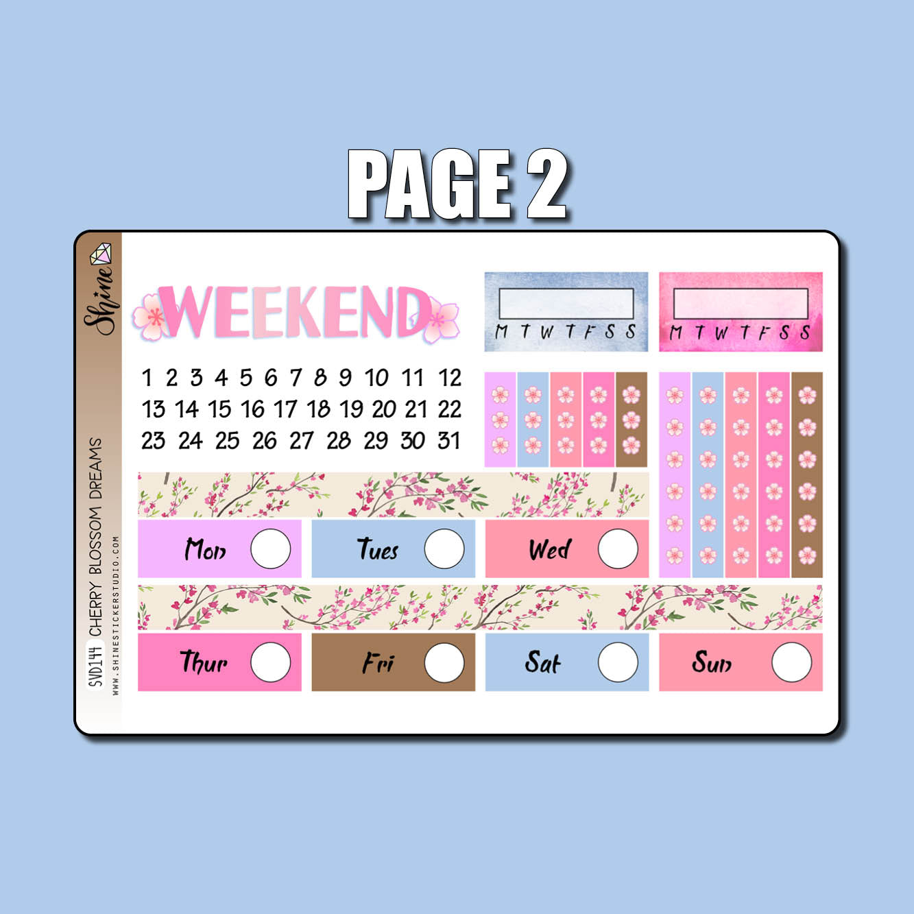 Cherry Blossom Dreams Vertical Weekly Planner Sticker Kit – Shine ...