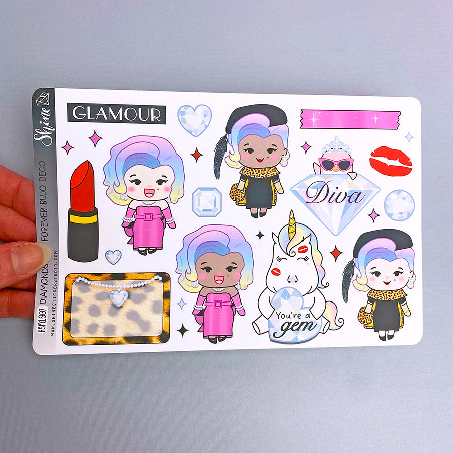 Diamonds Are Forever Bujo Deco Stickers – Shine Sticker Studio