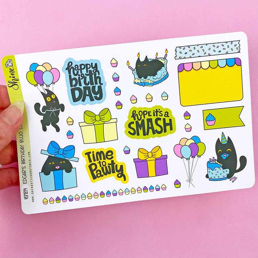 Edgar's Birthday Bujo Deco Stickers – Shine Sticker Studio