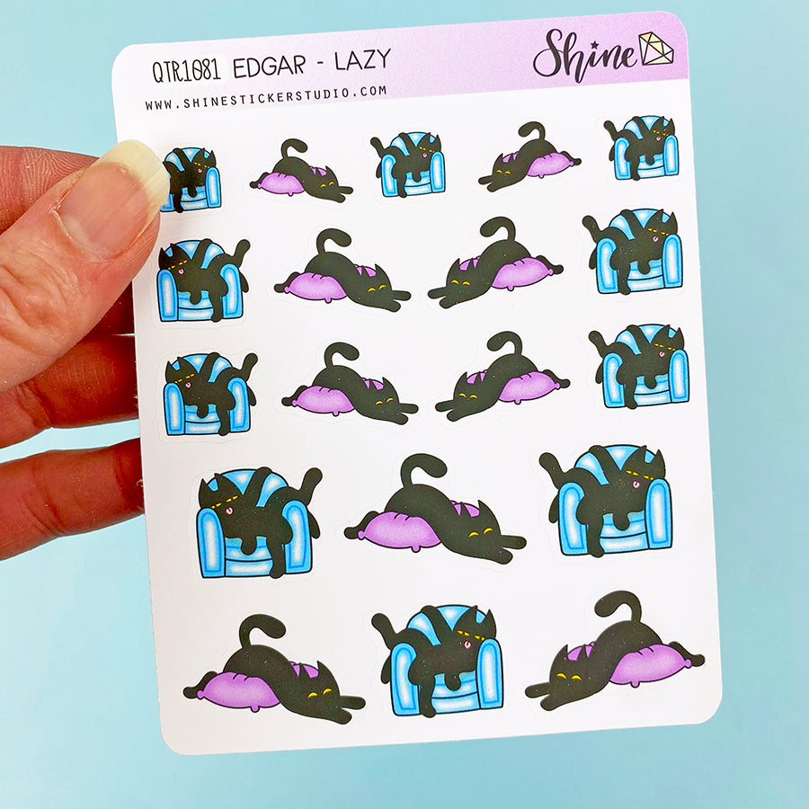 Edgar the Cat - Lazy Stickers – Shine Sticker Studio