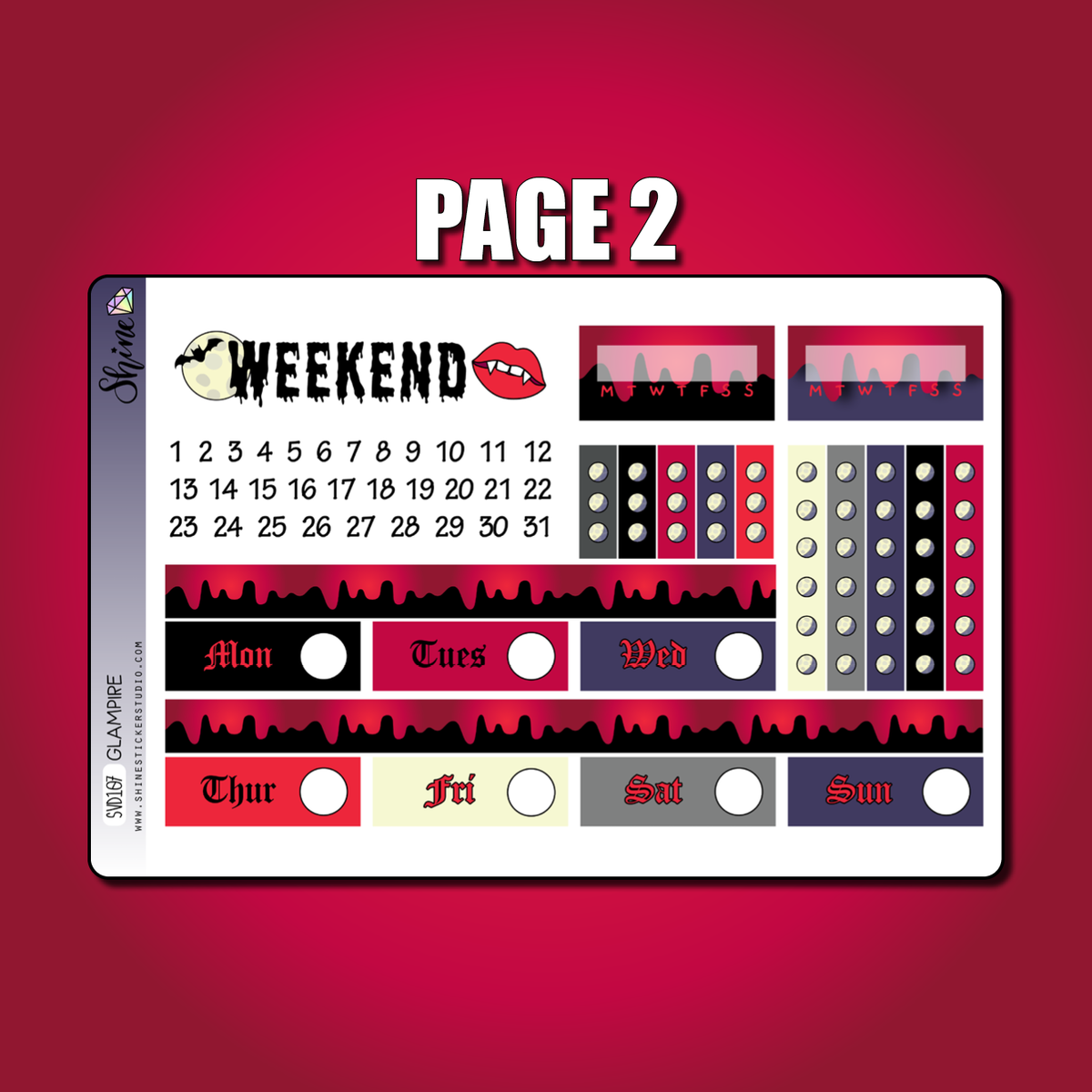 Glampire Standard Vertical Weekly Planner Sticker Kit – Shine Sticker ...