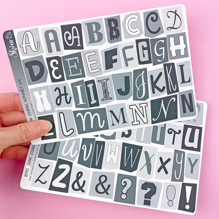Handritten Letter Sticker Large Monochrome Junk Journal Ransom Note Alphabet Stickers – Shine ...