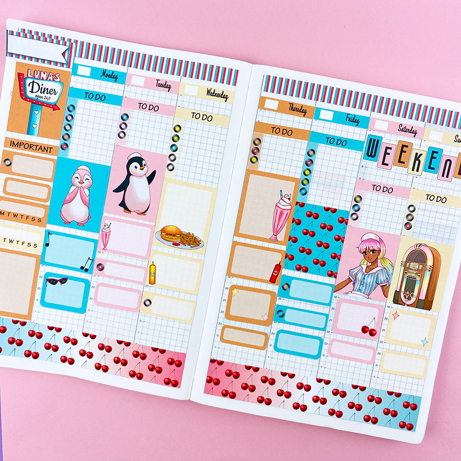 Luna's Diner Hobonichi Cousin Sticker Kit – Shine Sticker Studio