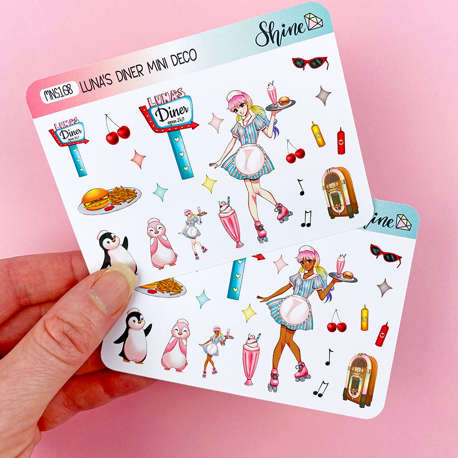 Luna's Diner Deco Planner Stickers Mini Sheet – Shine Sticker Studio