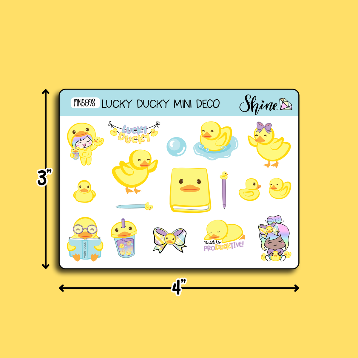 Lucky Ducky Deco Planner Stickers Mini Sheet – Shine Sticker Studio