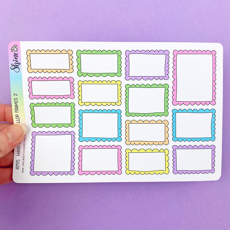 Hand-drawn Colorful Scallop Frame Box Planner Stickers – Shine Sticker ...