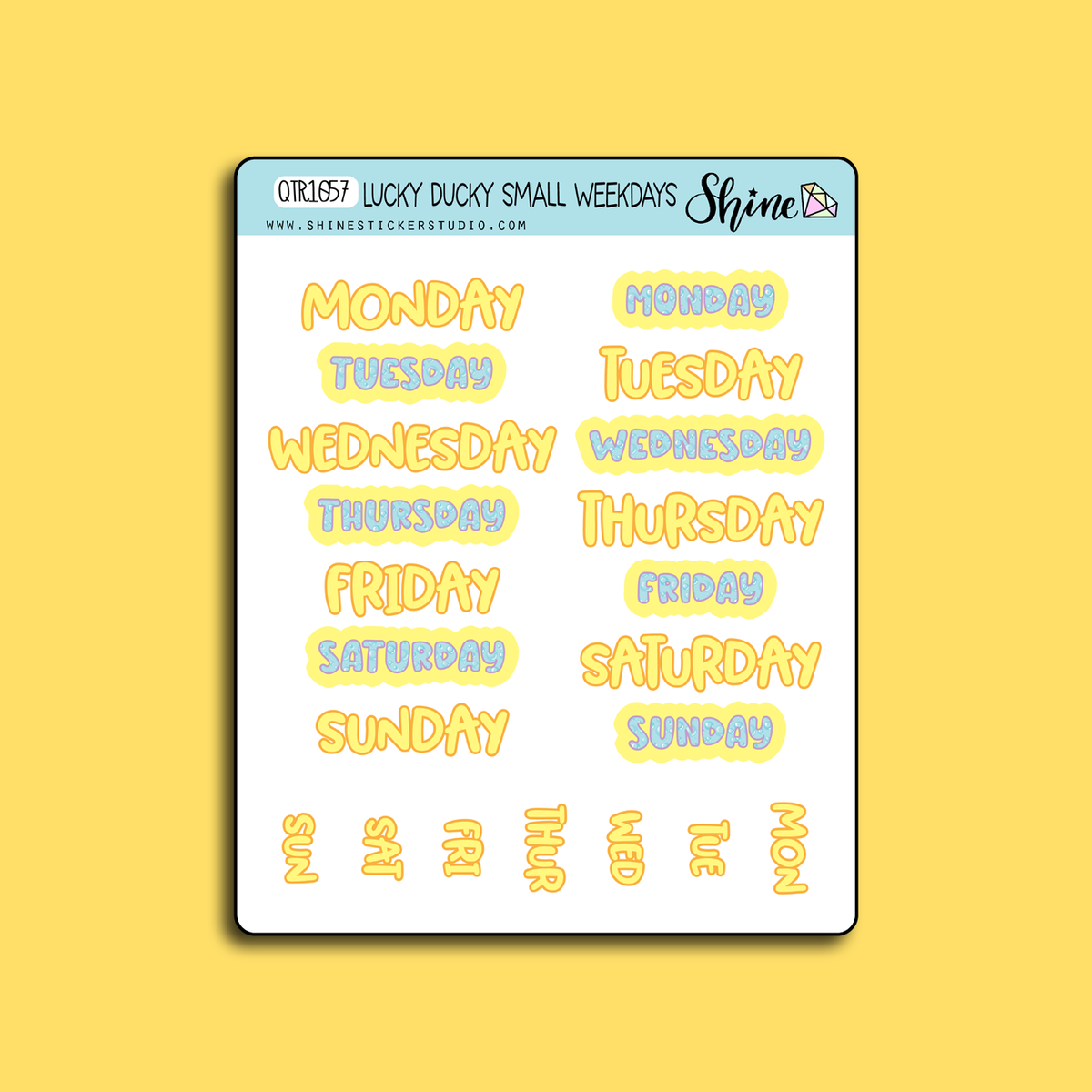 Lucky Ducky Weekday Planner Stickers – Shine Sticker Studio